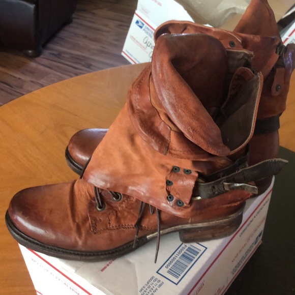 A.S.98 Emerson Italian Zipper Boho Biker Rust Distressed Boots EU41/US10.5 TTS - Picture 3 of 13